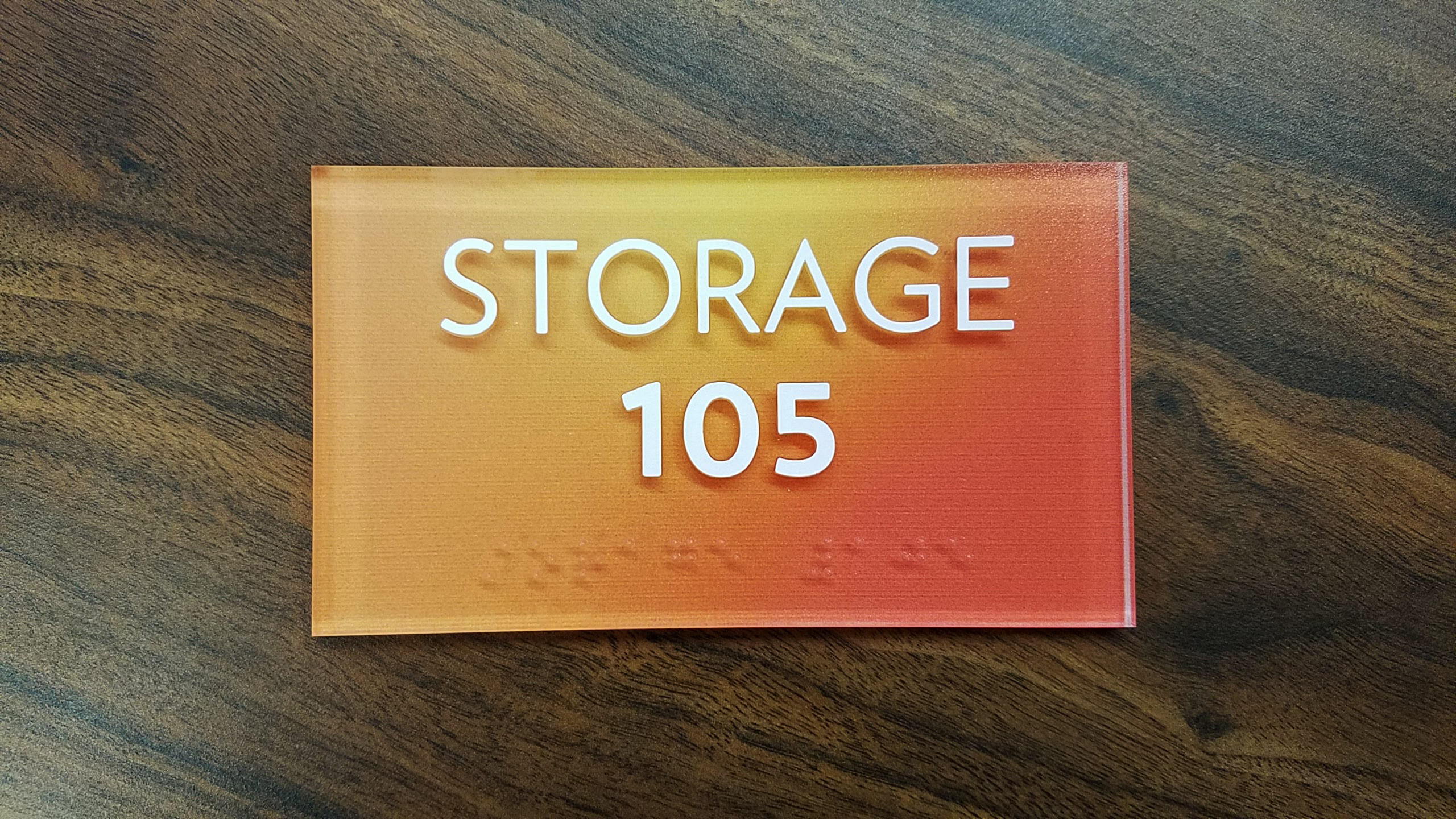 Room 105 storage ada compliant sign