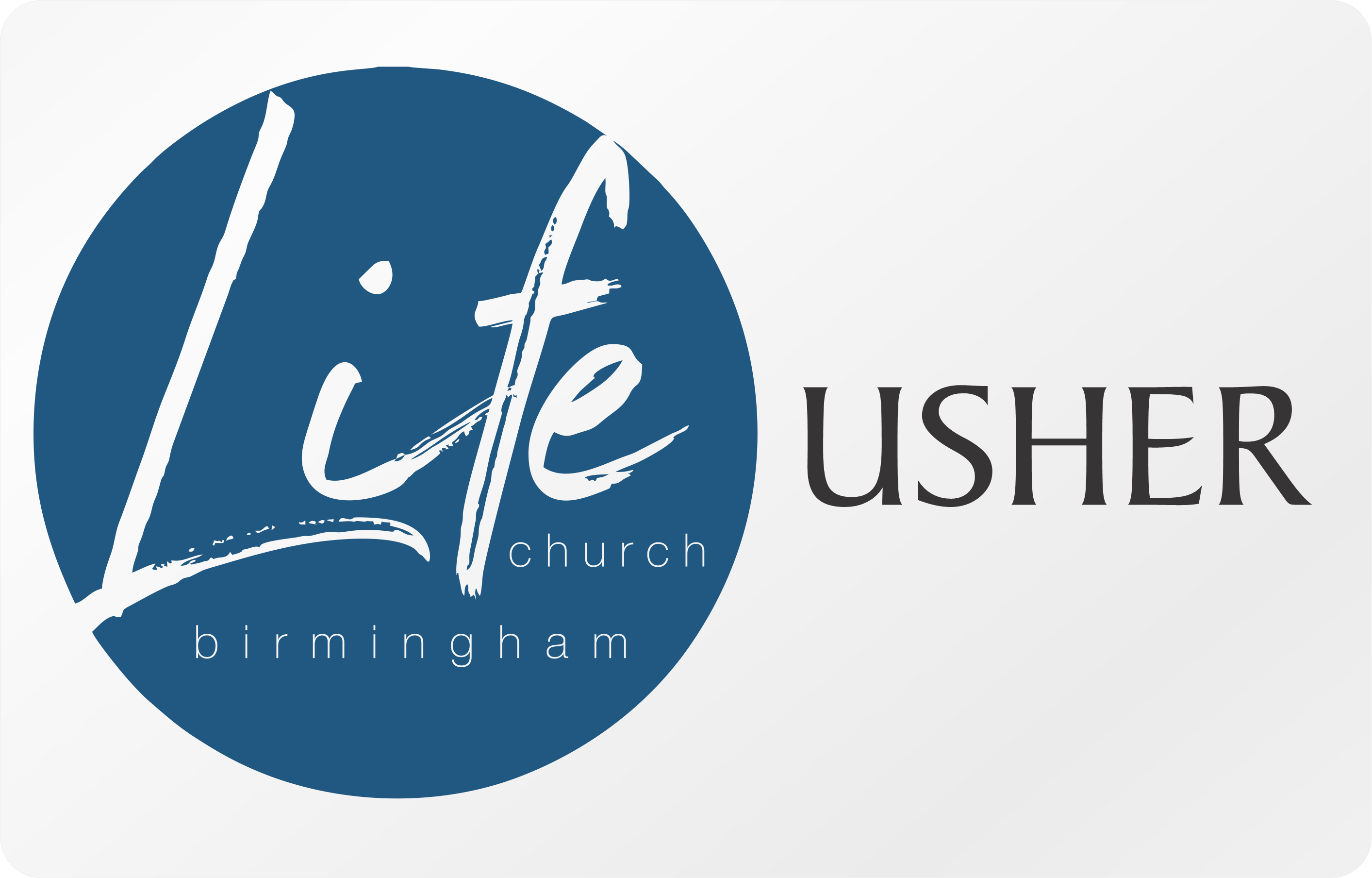 An usher's badge featuring the logo for Live Church Birmingham