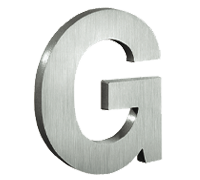 The letter "G" cast in aluminum